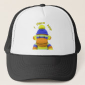 Socket Monkey "I Throw Poop" design-Schattig Trucker Pet (Voorkant)