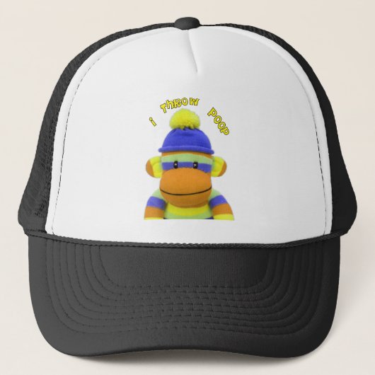 Socket Monkey "I Throw Poop" design-Schattig Trucker Pet (Voorkant)