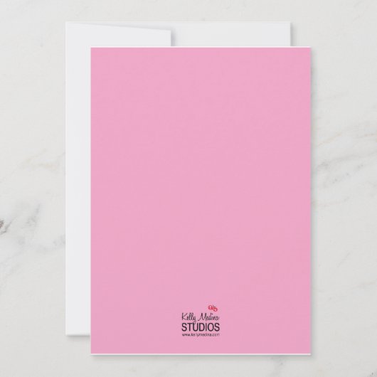 Socket Monkey Invitation - Roze Kaart (Achterkant)