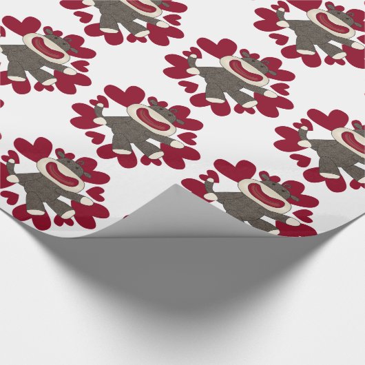 Socket Monkey Love Valentijn Gift Wrap Paper Cadeaupapier (Hoek)