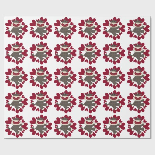 Socket Monkey Love Valentijn Gift Wrap Paper Cadeaupapier (Vlak)