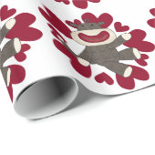 Socket Monkey Love Valentijn Gift Wrap Paper Cadeaupapier (Rol Hoek)