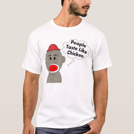 Socket Monkey "Mensen smijten als kippen"-ontwerp T-shirt (Voorkant)
