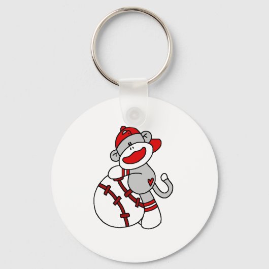 Socket Monkey met Baseball T shirten en cadeaus Sleutelhanger (Voorkant)
