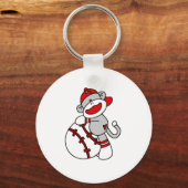 Socket Monkey met Baseball T shirten en cadeaus Sleutelhanger (Voorkant)