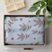 Socket Monkey met Santa Hat op Blauwe Kerstmis Tissuepapier (Geschenk)