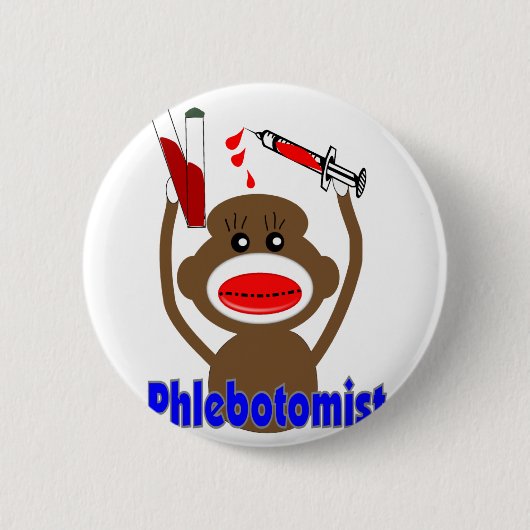 Socket Monkey Phlebotomist Gifts-Schattig Ronde Button 5,7 Cm (Voorkant)