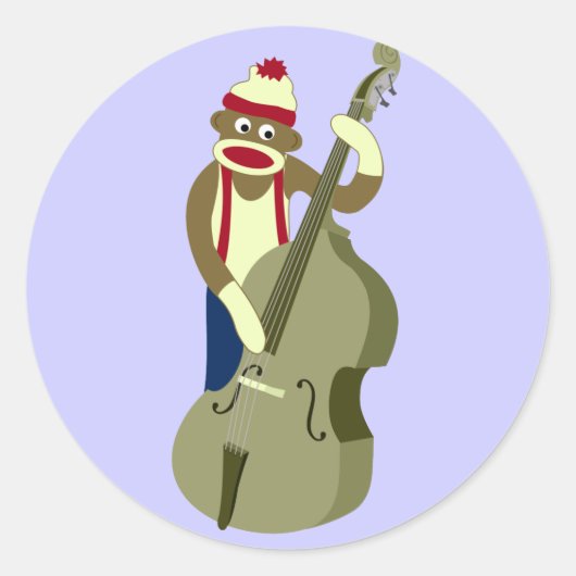 Socket Monkey Upright Bass Player Ronde Sticker (Voorkant)