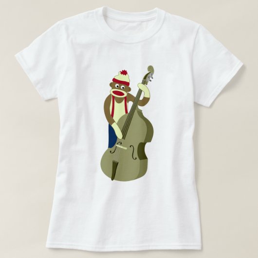 Socket Monkey Upright Bass Player T-shirt (Design voorkant)