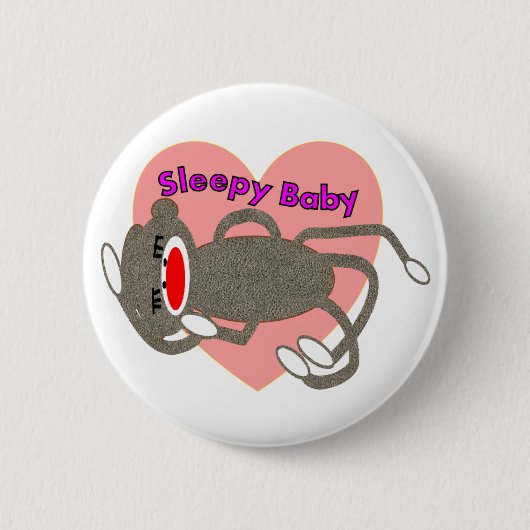 Socket Monkey voor kinderen "Slaapvolle Baby"—Scha Ronde Button 5,7 Cm (Voorkant)