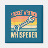 Socket Wrench Whisperer Retro Mechanic Crew Auto T Magneet (Voorkant)