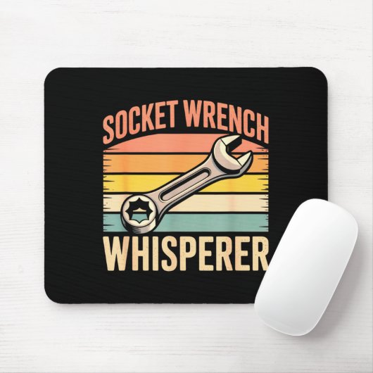 Socket Wrench Whisperer Retro Mechanic Crew Auto T Muismat (Met muis)