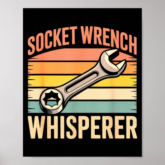 Socket Wrench Whisperer Retro Mechanic Crew Auto T Poster (Voorkant)