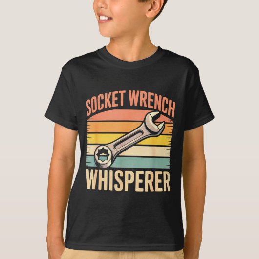 Socket Wrench Whisperer Retro Mechanic Crew Auto T T-shirt (Voorkant)