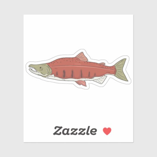 Sockeye Salmon Doodle Sticker (Vel)