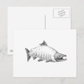Sockeye Salmon line Art Briefkaart (Voorkant / Achterkant)