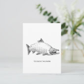 Sockeye Salmon line Art Briefkaart (Staand voorkant)