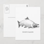 Sockeye Salmon line Art Briefkaart (Voorkant / Achterkant)