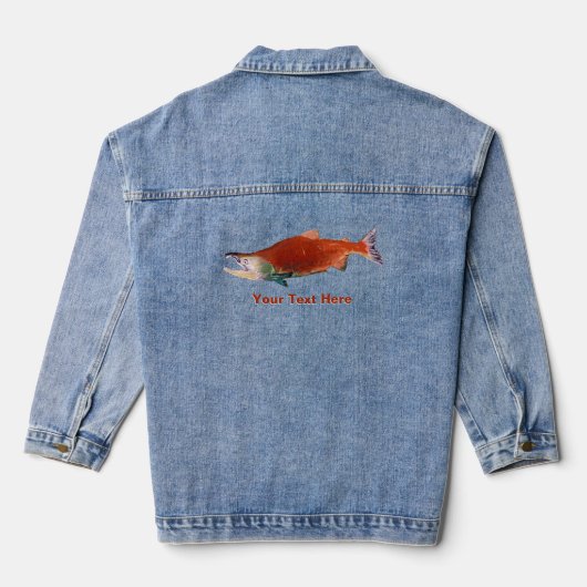 Sockeye Zalm in Rood Denim Jacket (Achterkant)