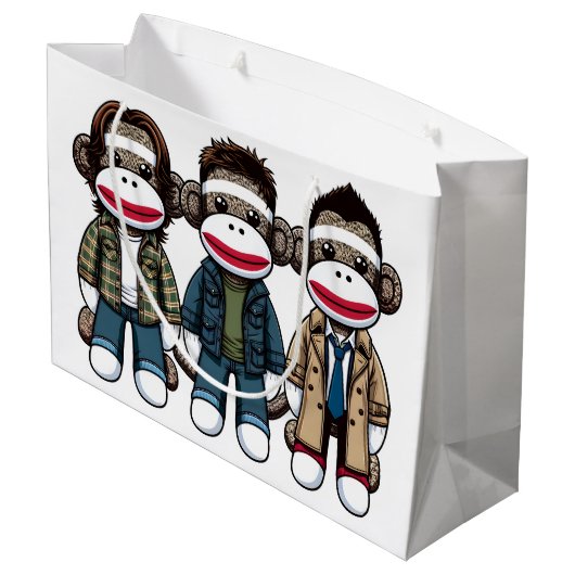 SockMonkey Hunter Brothers en hun Angel Friend Groot Cadeauzakje (Achterkant Gekanteld)