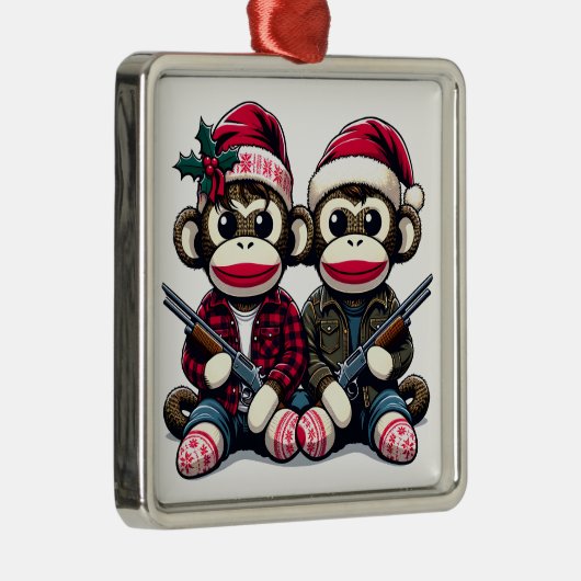 SockMonkey Hunter Brothers en hun Angel Friend Metalen Ornament (Rechts)
