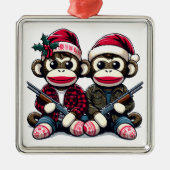 SockMonkey Hunter Brothers en hun Angel Friend Metalen Ornament (Voorkant)
