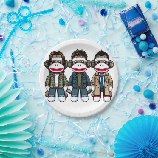 SockMonkey Hunter Brothers en hun Angel Friend Papieren Bordje (Feest)