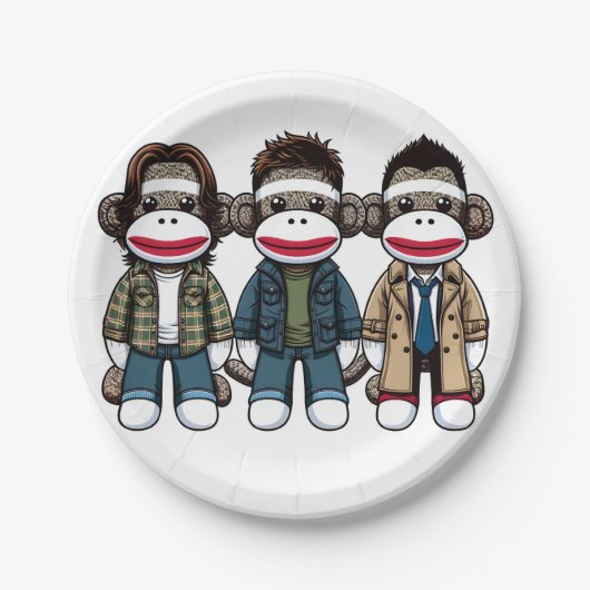 SockMonkey Hunter Brothers en hun Angel Friend Papieren Bordje (Voorkant)