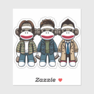SockMonkey Hunter Brothers en hun Angel Friend Sticker