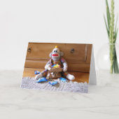 SockMonkey Verjaardag Kaart (Voorkant)