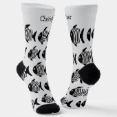Socks Black And White Fish Design Sokken (Gebogen)