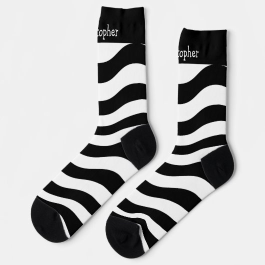 Socks Black And White Wavy Stripes Design Sokken (Links)