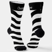 Socks Black And White Wavy Stripes Design Sokken (Gebogen)