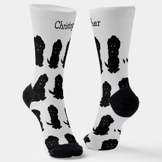 Socks Black Goldendoodle Design Sokken (Gebogen)