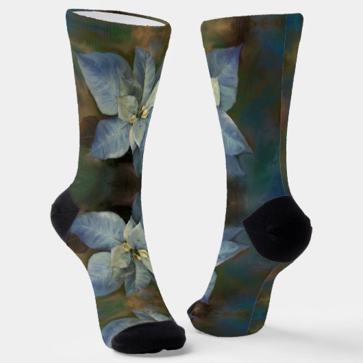 Socks - Blue Poinsettia Sokken (Gebogen)