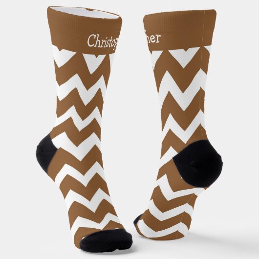 Socks Brown Zig Zag Design Sokken (Gebogen)