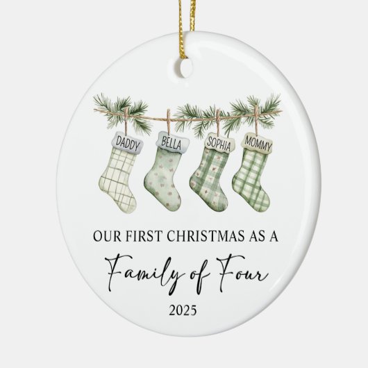 Socks Christmas as a Family of Four Keramisch Ornament (Links)