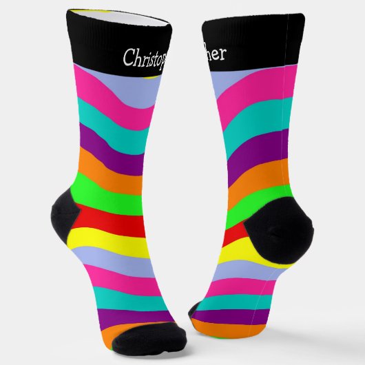 Socks Colourful Wavy Stripes Design Sokken (Gebogen)