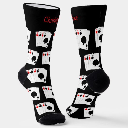 Socks Deck Of Cards Four Aces Design Sokken (Gebogen)