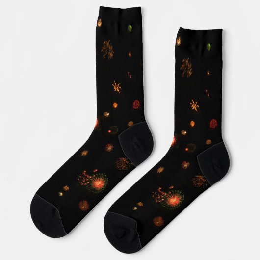 Socks - Fireworks in Black Sky Sokken (Links)