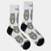 Socks Grey Owl Design Sokken (Rechts)