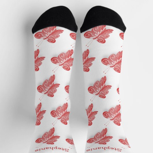 Socks Red Butterfly Design Sokken (Top)
