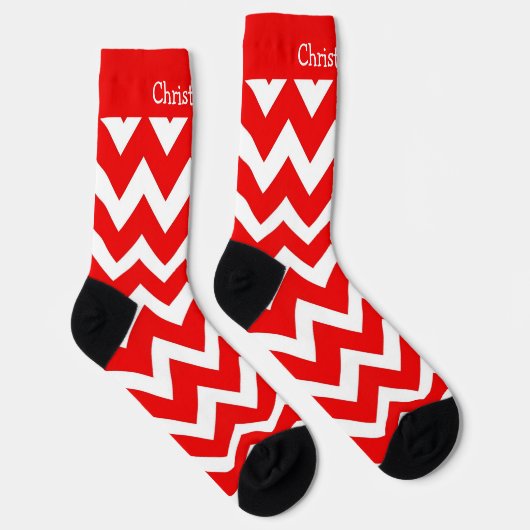 Socks Red Zig Zag Design Sokken (Rechts)