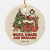 Socks Snacks and Sarcasm Funny Christmas Ornament (Voorkant)