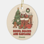 Socks Snacks and Sarcasm Funny Christmas Ornament (Links)