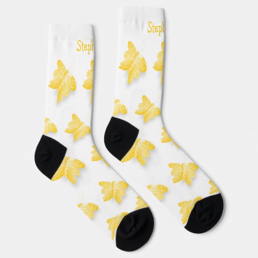 Socks Yellow Butterfly Design Sokken (Rechts)