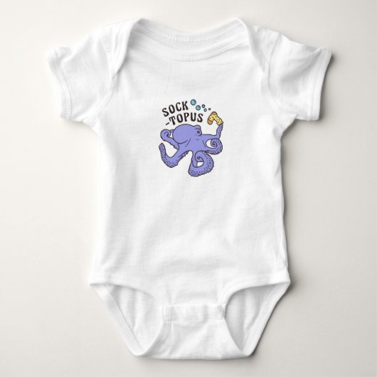 Socktopus blauwe octopus met sok grappige meme romper (Voorkant)