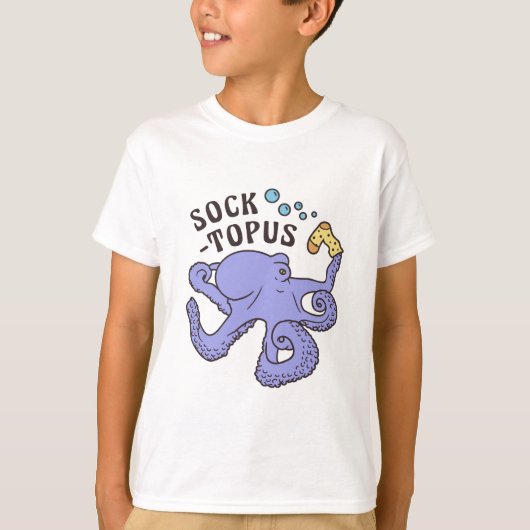 Socktopus blauwe octopus met sok grappige meme t-shirt (Voorkant)