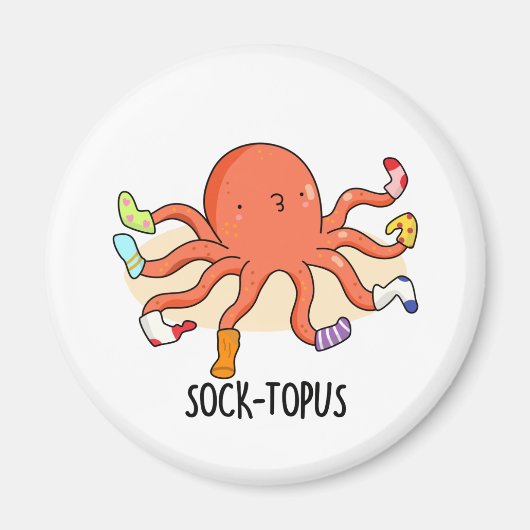 Socktopus Funny Octopus met Sokken pun Magneet (Voorkant)