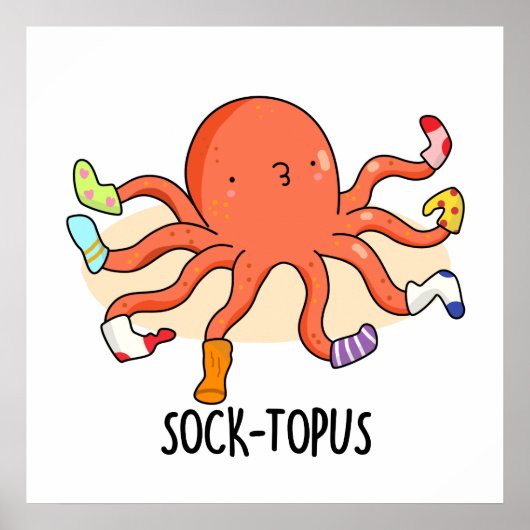 Socktopus Funny Octopus With Socks Pun Poster (Voorkant)